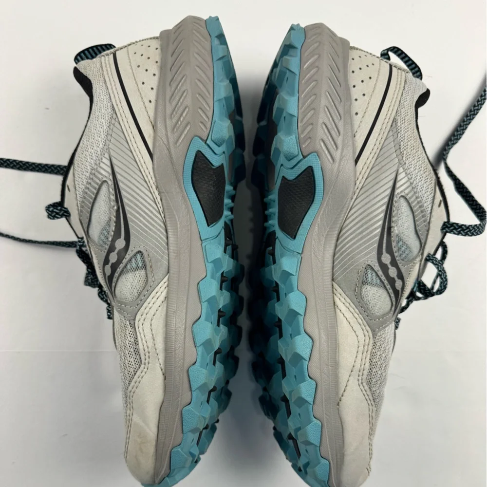 Saucony Excursion TR16 trail running shoes in Fog/Rainfall colors size 9 1/2